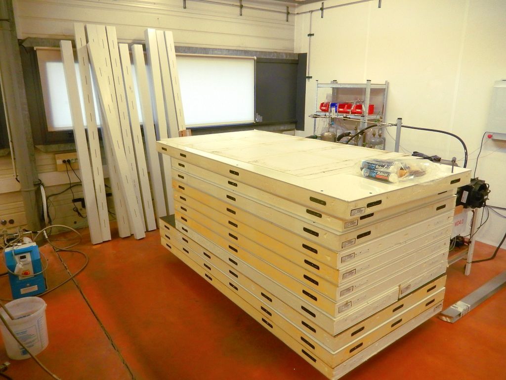 The cold room panels prior to assembly