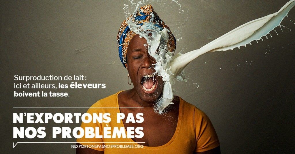 Affiche SOS Faim, campagne N'exportons pas nos problèmes"